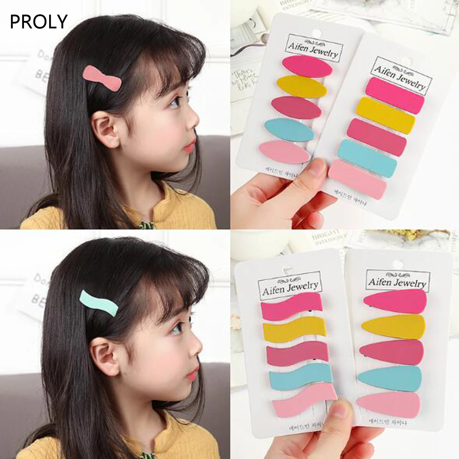 

PROLY 5/Pcs/Set New Kids Fashion Barrettes Girls Colorful Hair Accessories Solid Color Bangs Hairpins Pretty Headwear