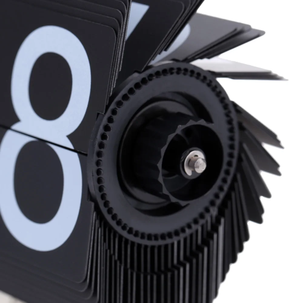 

Hot Black/White Despertador Small Scale Table Clock Retro Flip Over Clock Stainless Steel Flip Internal Gear Operated Quartz Clo
