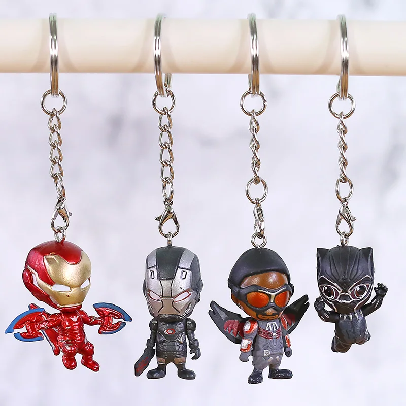 Marvel Мстители брелоки Железный человек танос Сокол война машина Черная пантера ПВХ фигурка игрушки куклы-Подвески 8 шт./компл