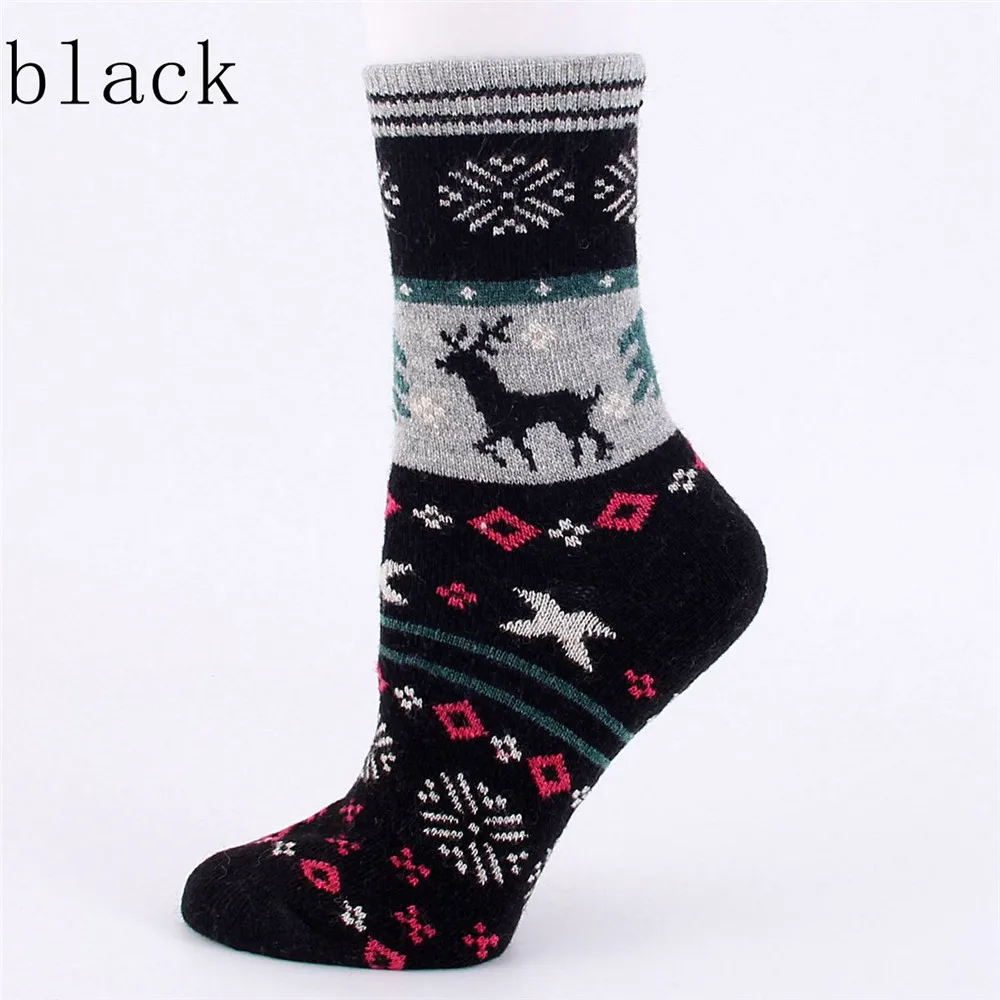 black EIE/зимние женские носки, подарок на Рождество, модные зимние милые шерстяные носки, сумасшедшие носки, женские теплые носки с животными, горячая Распродажа - Цвет: black