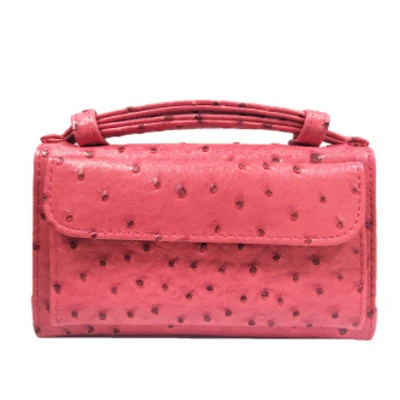 Ostrich Hot Pink Классический Регулируемый женский клатч из кожи страуса зеленого цвета с ручкой, Роскошные вечерние сумки от брендового дизайнера - Цвет: Ostrich Hot Pink