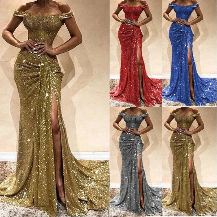 

2019 WOMEN'S Dress Europe And America Long Skirts Evening Gown Sleeveless Dinner Dress