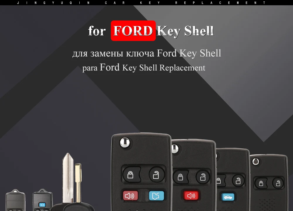 Keyforkess 10X FO38/FO21 modificato Flip Key Shell per Ford Edge spiegatore fuga spedizione Focus Lincoln Navigator Remote Fob Case - Hcc29a68c28f849aeba066ed149fff9efC
