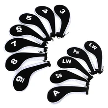 Номер печати гольф клуб утюги чехлы на молнии голова водителя крышка с длинной шеей-набор из 12