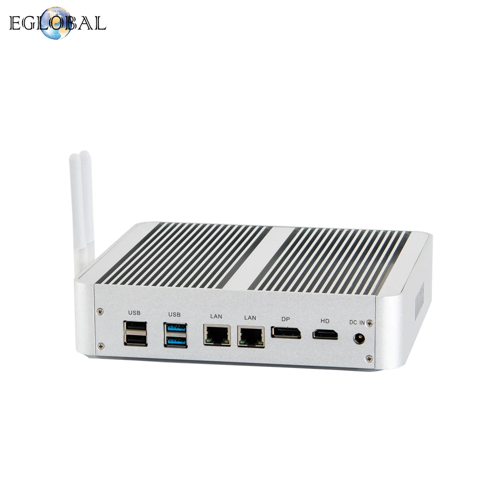  New fanless desktops intel i5 7260U 2DDR4 SD computer cases with DP 4K HD Dual LAN gaming desktop p