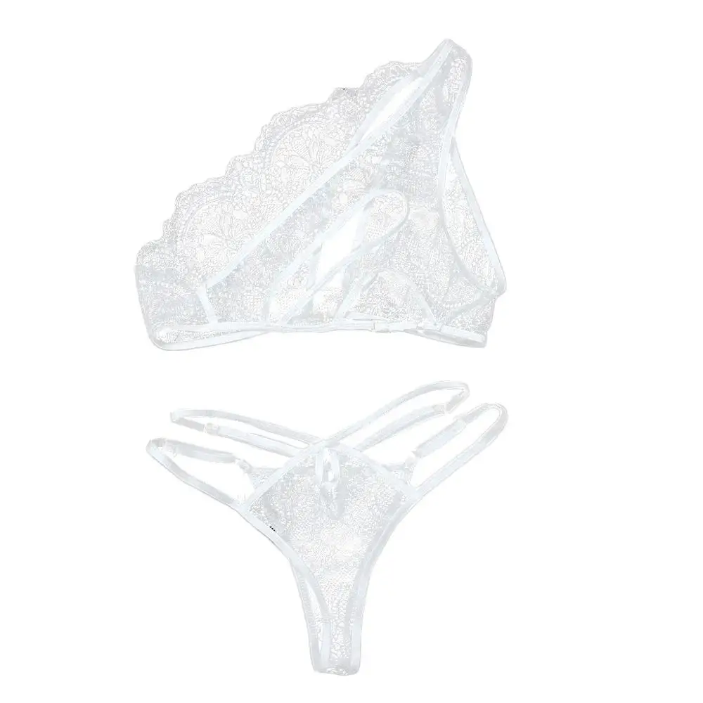 Hot Girl Women Sissy Lace Sexy Lingerie Straps Hollow Bra And Panty Bandage Set Babydoll Lace Sleepwear New Micro Bikini