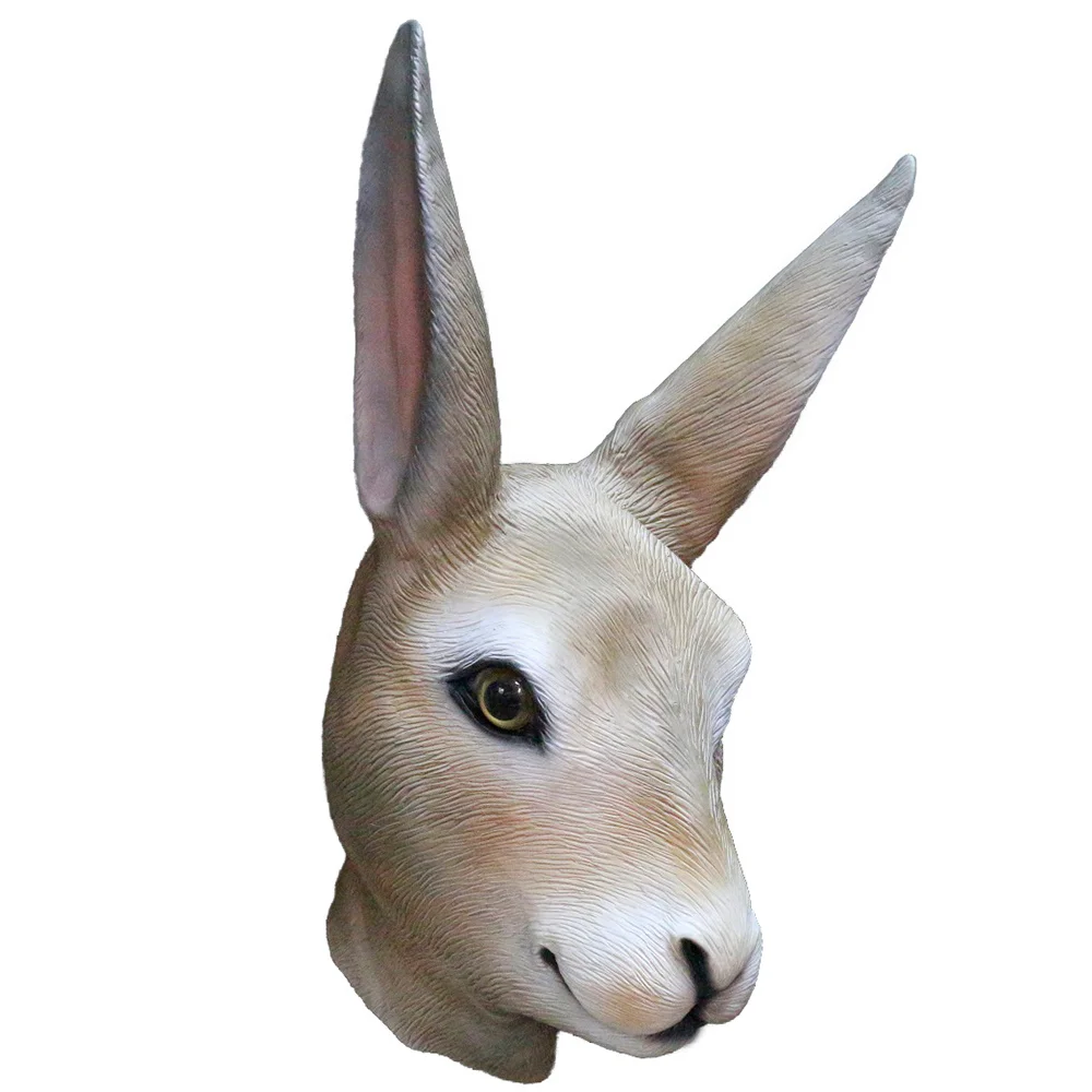 Маска в виде головы животного, Реалистичная маска кролика, Милый заяц, маскарадный костюм на Хэллоуин, Маскарадная маска для страйкбола, Playboy Bunny - Цвет: Long-eared rabbit