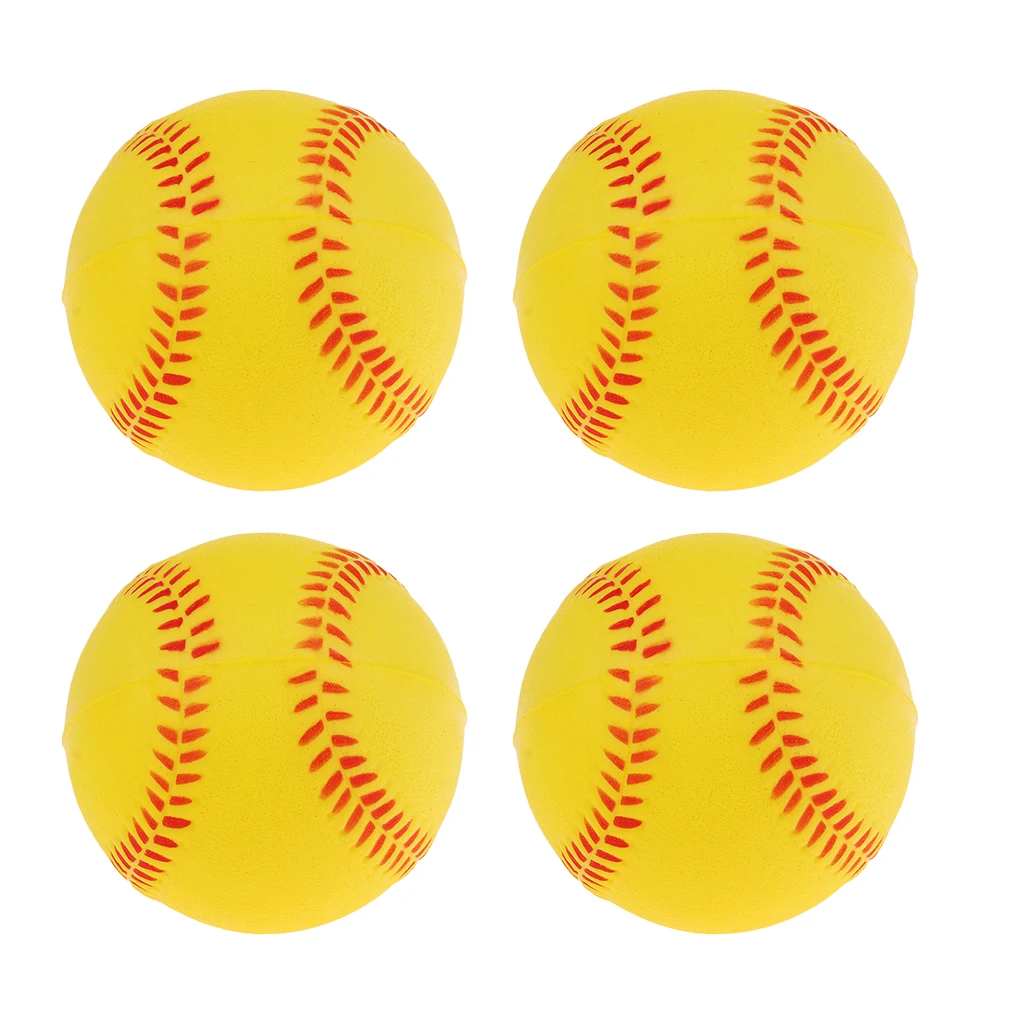 4x Exercise Safety Batting Practice Baseball Softball Bouncy Ball Yellow