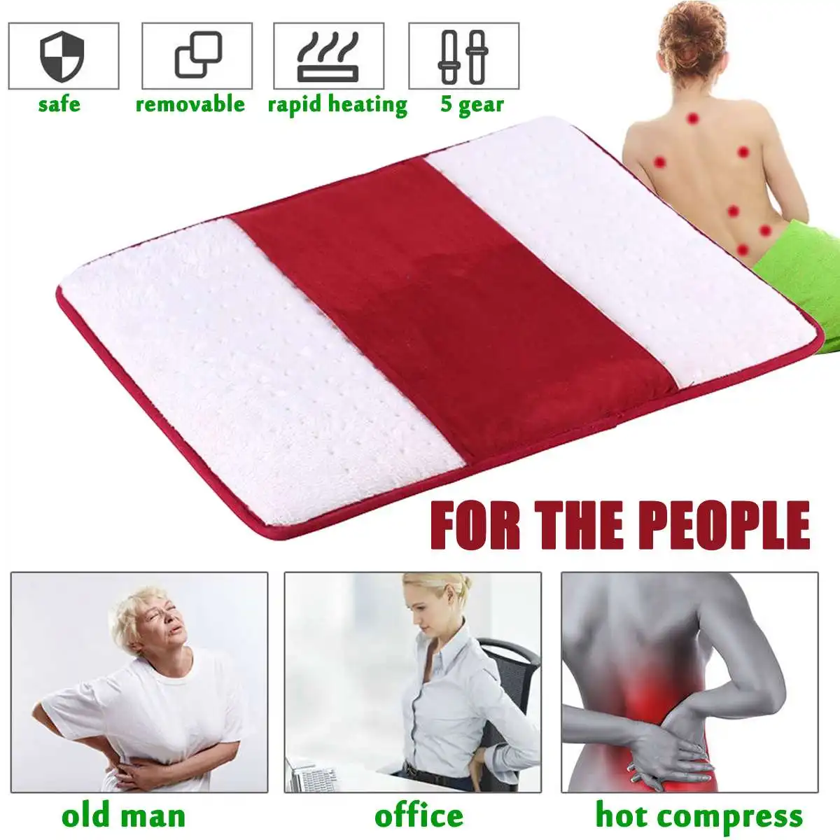 

220V Electric Heated Pad Heat Mat Heating Blanket Warming Bed Carpet Feet Cushion Neck Back Shoulder Pain Relief Body Home Offic