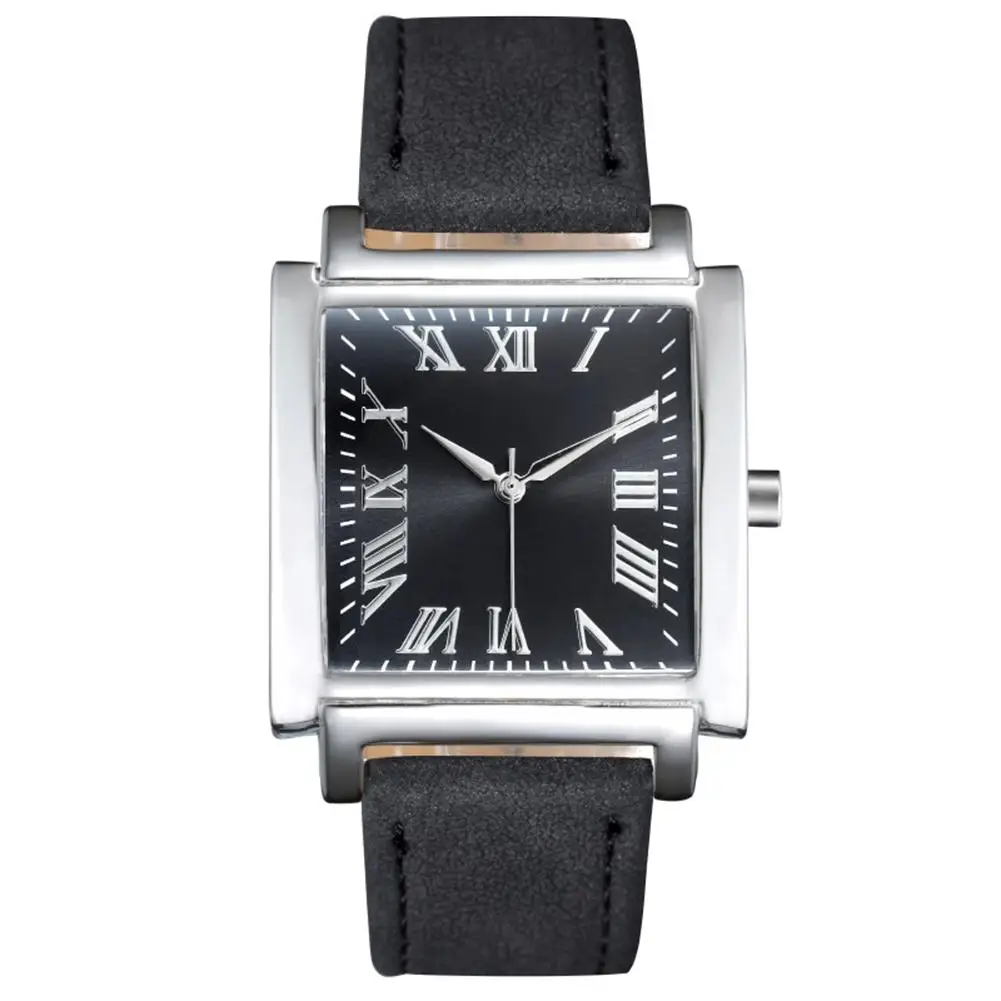 

Fashion Men Watch Square Dial Roman Numeral Faux Leather Strap Analog Quartz Watch 2019 Autumn New men Square Casual Belt Watch