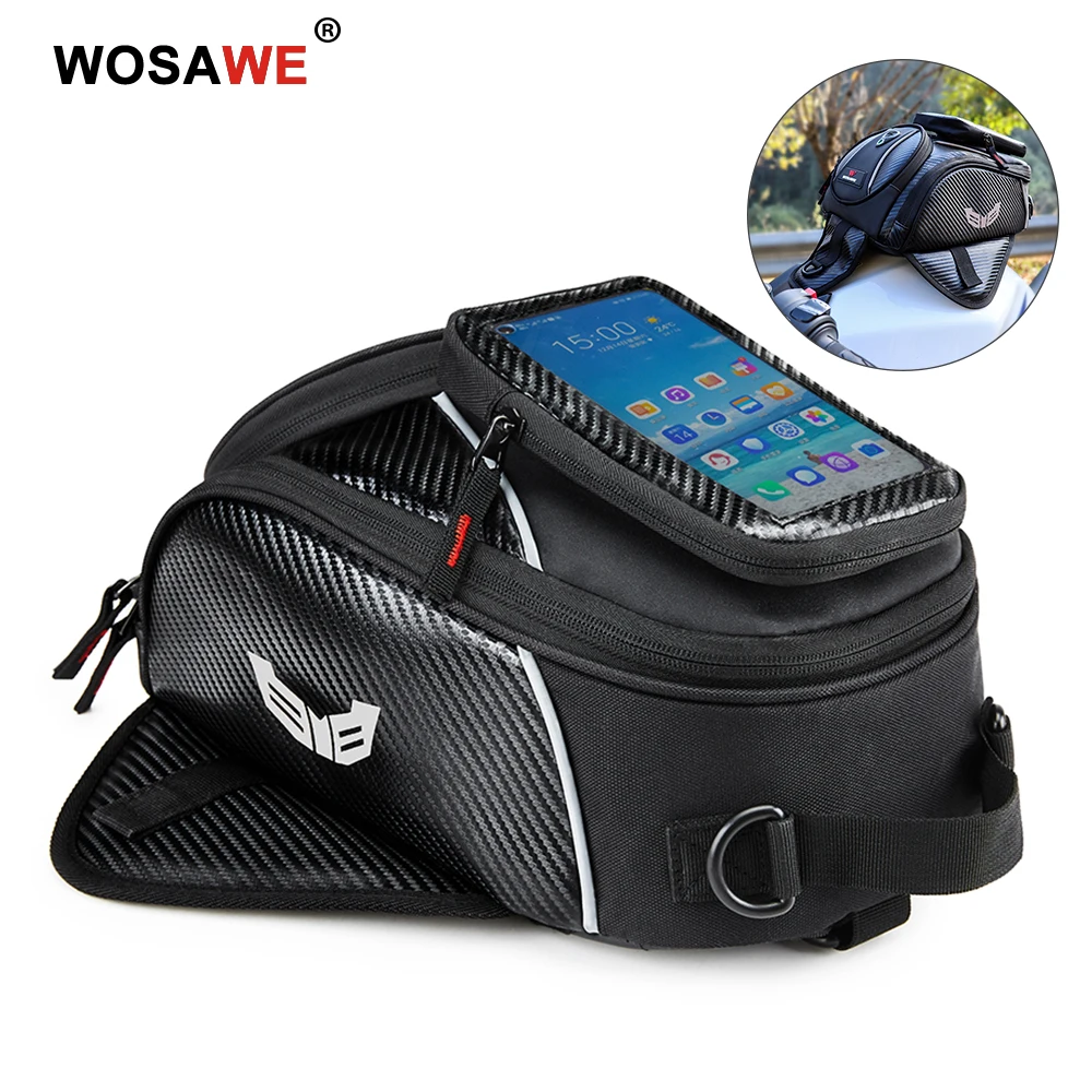 

WOSAWE Motorcycle Fuel Tank Bag Magnetic Touch Screen Waterproof Motorbike Saddle Bag Shoulder Bag Backpack Luggage Phone Bag
