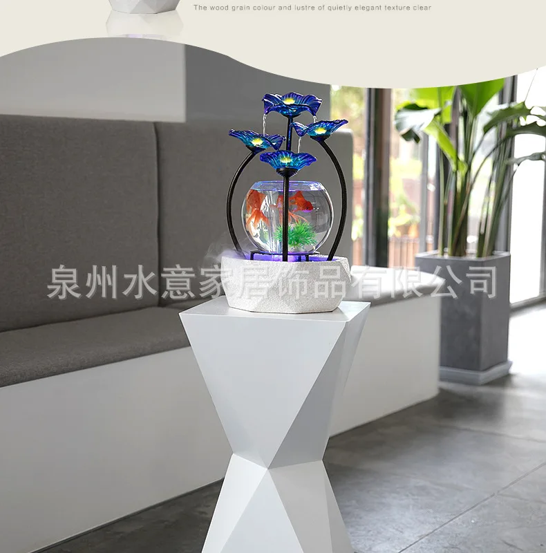 Стеклянный Золотой аквариум для гостиной креативная маленькая вода украшение дома стол для телевизора фонтан керамические украшения для дома аксессуары Moder
