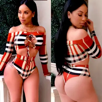 

Women's Long Sleeve Swimwear Push-up Bikini Set Swimsuit Bathing Suit Beachwear