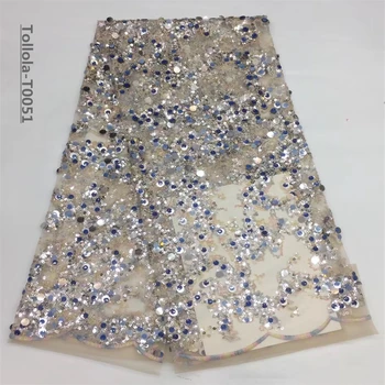 

2019 New Style French Net Lace Fabric African Sequins Lace Fabric High Quality Nigerian Wedding Dress Lace