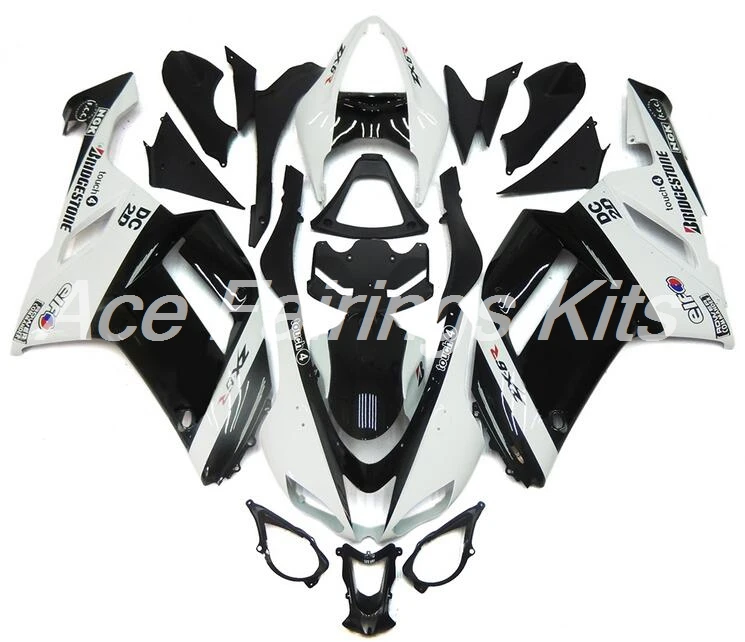 4 подарки ABS Полный комплект обтекателя подходит для Kawasaki ZX6R 2007 2008 мотоцикл Обтекатели ZX-6R 07 08 Ninja 636 черный белый на заказ FR