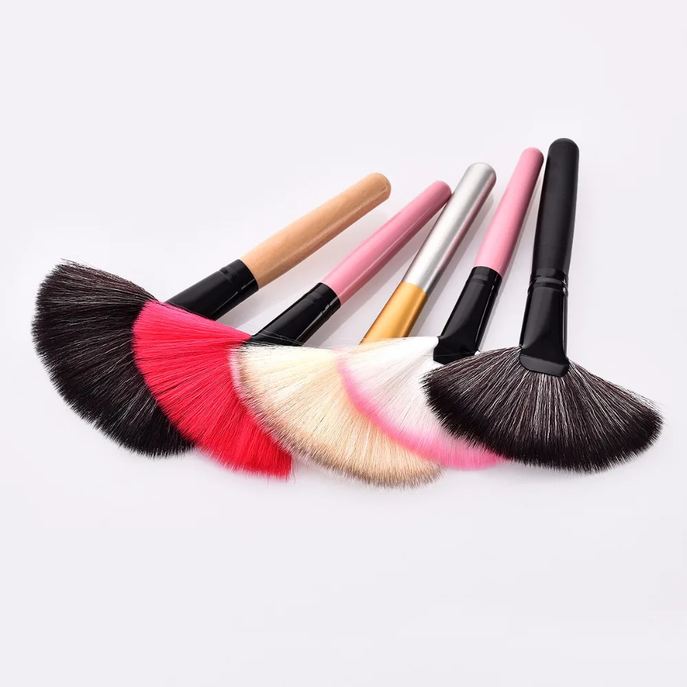 Big Fan Shape Makeup Brush Loose Powder Brusher Cosmetic Blending Blush Makeup Multi-color Facial Beauty Makeup Tools