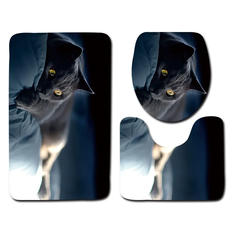 Cat 06 Zeegle HD Кот Печатный 3 шт. микрофибра коврики для ванной комнаты нескользящий пол ковер матрас моющийся Туалет коврики набор крышка - Цвет: Cat 06
