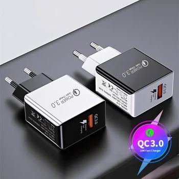 

Mobile Phone Charger Quick Charge QC 3.0 4.0 18W Fast Charging EU US Plug Adapter Wall USB Charger For iPhone Samsung Xiaomi