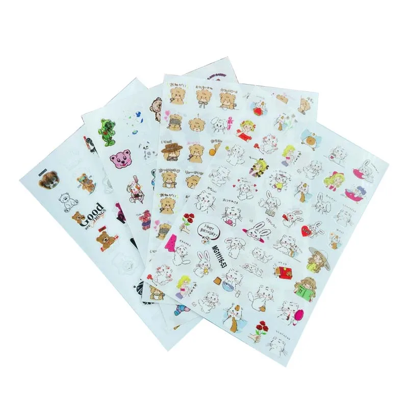 

Стильные наклейки для ногтей DIY в японском стиле, Новое поступление, наклейки для ногтей, клейкие сухие наклейки для ногтей, милый кролик и медведь, серьезный дизайн ногтей