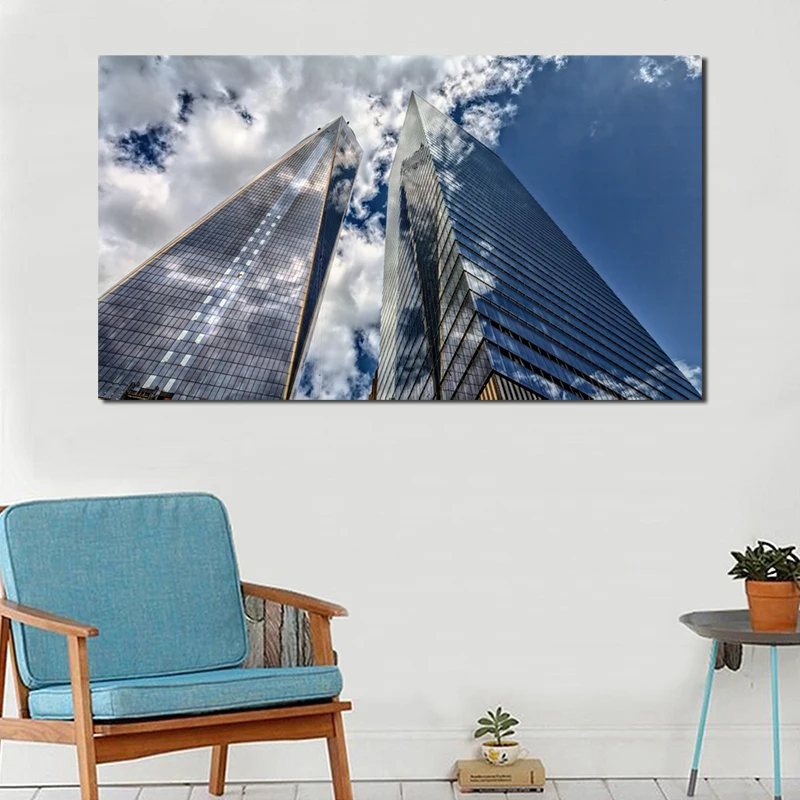

Skyscraper Cloud City Building Landscape Canvas Posters Prints Wall Art Painting Decorative Picture Living Room Home Decoration