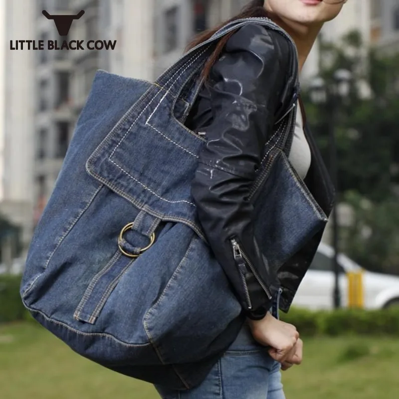 Новая повседневная женская большая Джинсовая сумочка, сумка на плечо для путешествий, женская сумка на молнии, упаковка джинсов, школьный рюкзак, большие сумки для мам