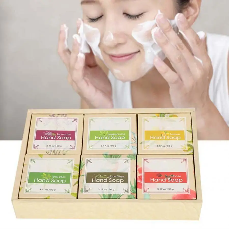 Soap Base 6pcs Natural Moisturizing Essential Oil Soap Bath Face Gentle Cleaning Skin Care Body Soap