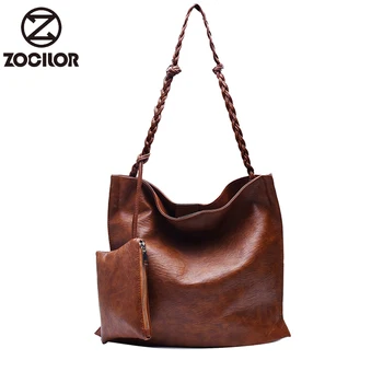 

Retro Women Handbag soft Leather Women Shoulder Bags 2 sets Famous Brand Designer Bags Ladies big Casual Tote Bags sac a main
