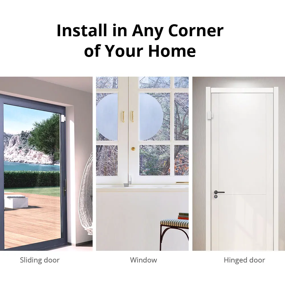 Smart Door Sensor SONOFF DW2 Wifi Wireless Door Window Sensor Open / Closed Detectors e-WeLink APP Alert Notification Smart Home Security Alarm