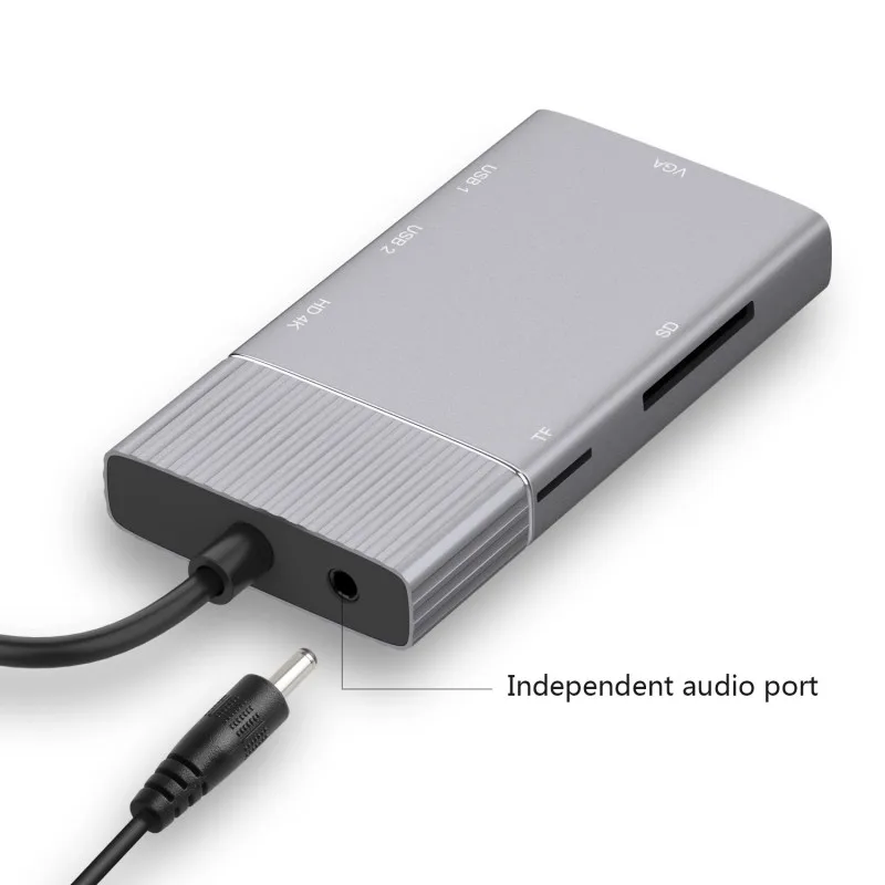 Тип-c к HDMI+ VGA+ 2 порта Usb3.0+ SD/TF карта+ PD мульти порт адаптер конвертер Зарядка для ноутбука/телефона