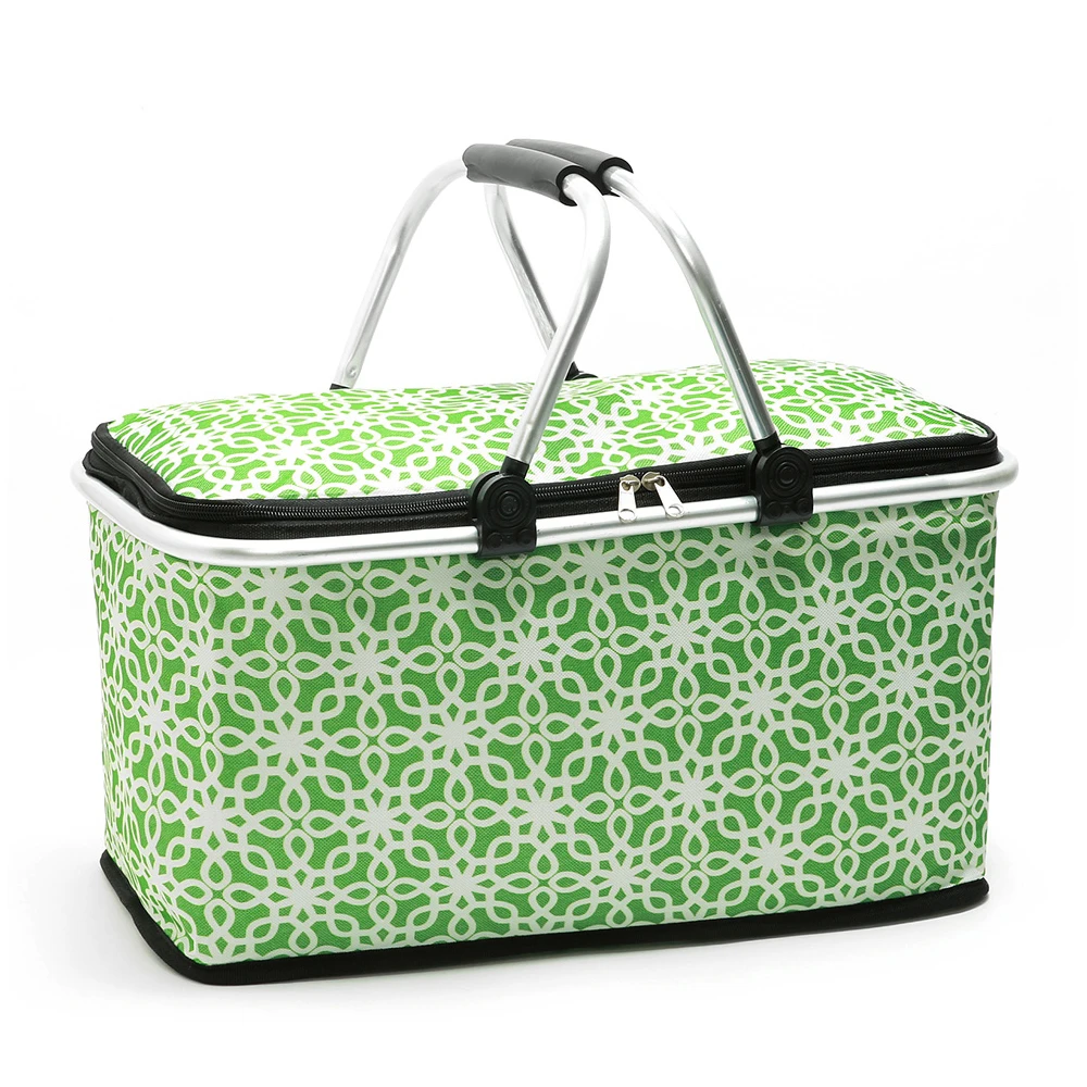 Green flower Lixada 29L складные изолированные наружные сумки для пикника, сумка для еды, термальная сумка Bento, кемпинг, барбекю, свежесть продуктов, сумка-холодильник - Цвет: Green flower