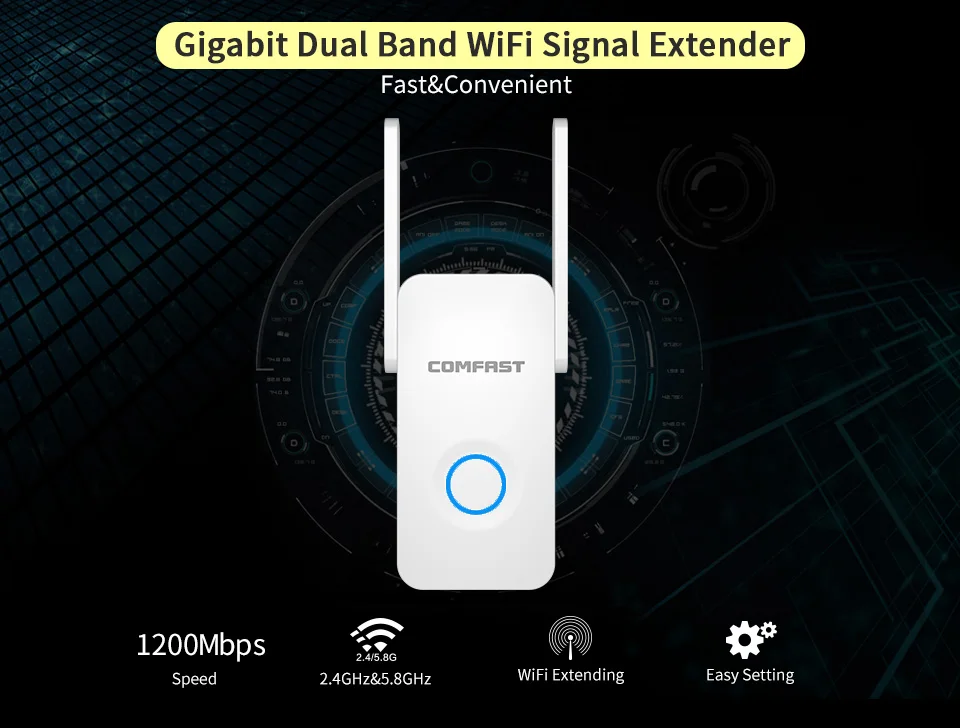 Comfast 802.11ac 1200 Мбит/с гигабит Wi-Fi ретранслятор и 300 Мбит/с wifi расширитель диапазона антенны 2,4 ГГц сигнал Wi-Fi усилитель Wi-Fi маршрутизатор