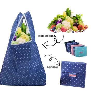 

Fashion Foldable Shopping Bag Tote Folding Pouch Handbags Green Convenient Large-Capacity Storage Bags 6pcs