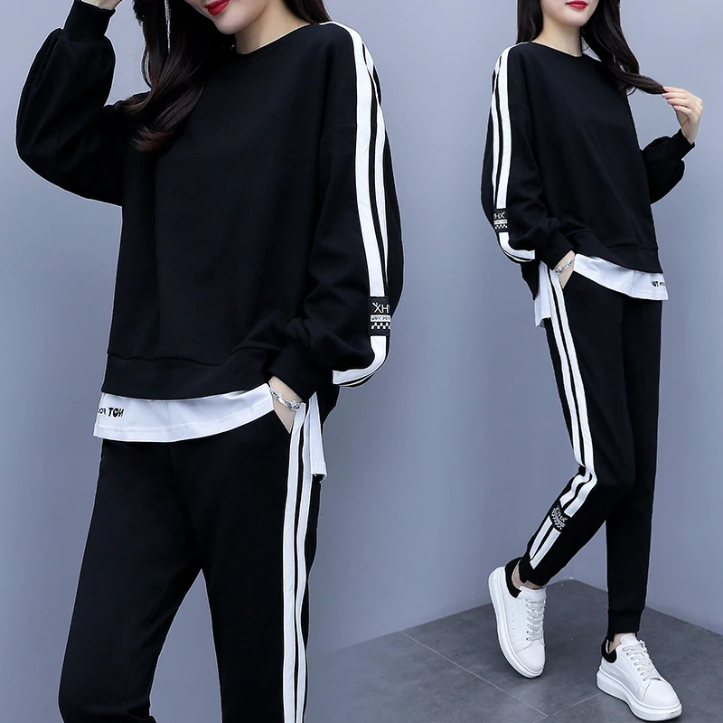 

Leisure 2 Piece Set Women Pant And Top Tracksuit Women Tracksuits Elastic Waist Women Matching Set Outfit Casual Korean Set