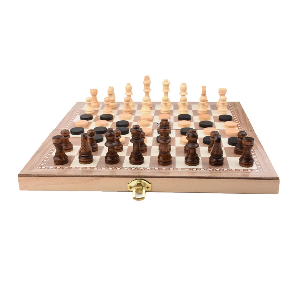 

1pc Chess Set Magnetic 3 In 1 Intelligence Toys Chess Checkers Backgammon Set For Family