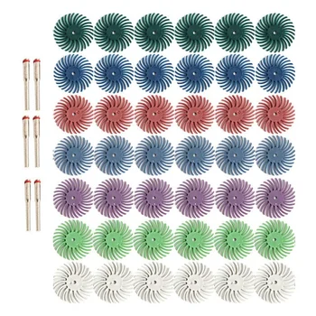 

42Pcs 1 Inch Radial Bristle Disc Kit with 6Pcs m Shank Detail Abrasive Wheel for Jewelry Wood Metal Polishing
