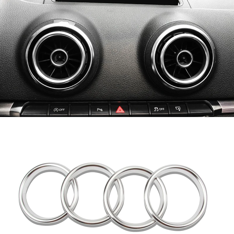 Silver-4pcs 4 шт., украшение кондиционера внутри кольца для Audi A3 S3 Q2L, центральная консоль автокондиционера, вентиляционное отверстие, рамка, накладка - Название цвета: Silver-4pcs