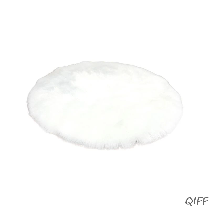 Diameter-30cm Пушистый круглый ковер искусственный шерстяной напольный ковер домашний декор для спальни детской комнаты - Цвет: Diameter-30cm