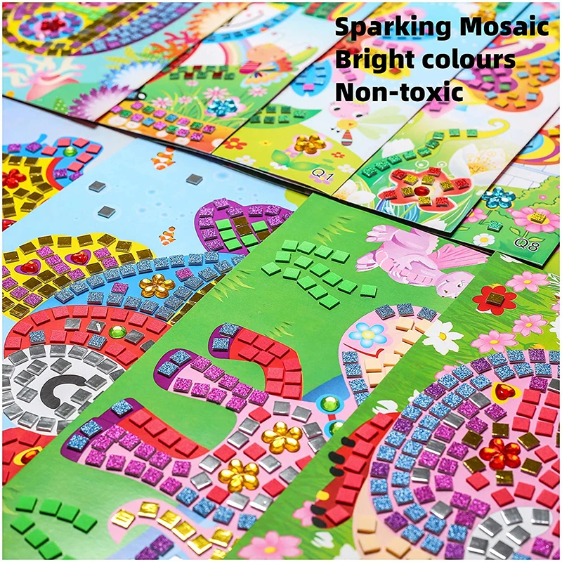 Mosaic Stickers Puzzle Art Kits Sparkle DIY Handmade Crafts Crystal Paste Painting Toys Kids Early Education Creative Gift craft toys,puzzle toys