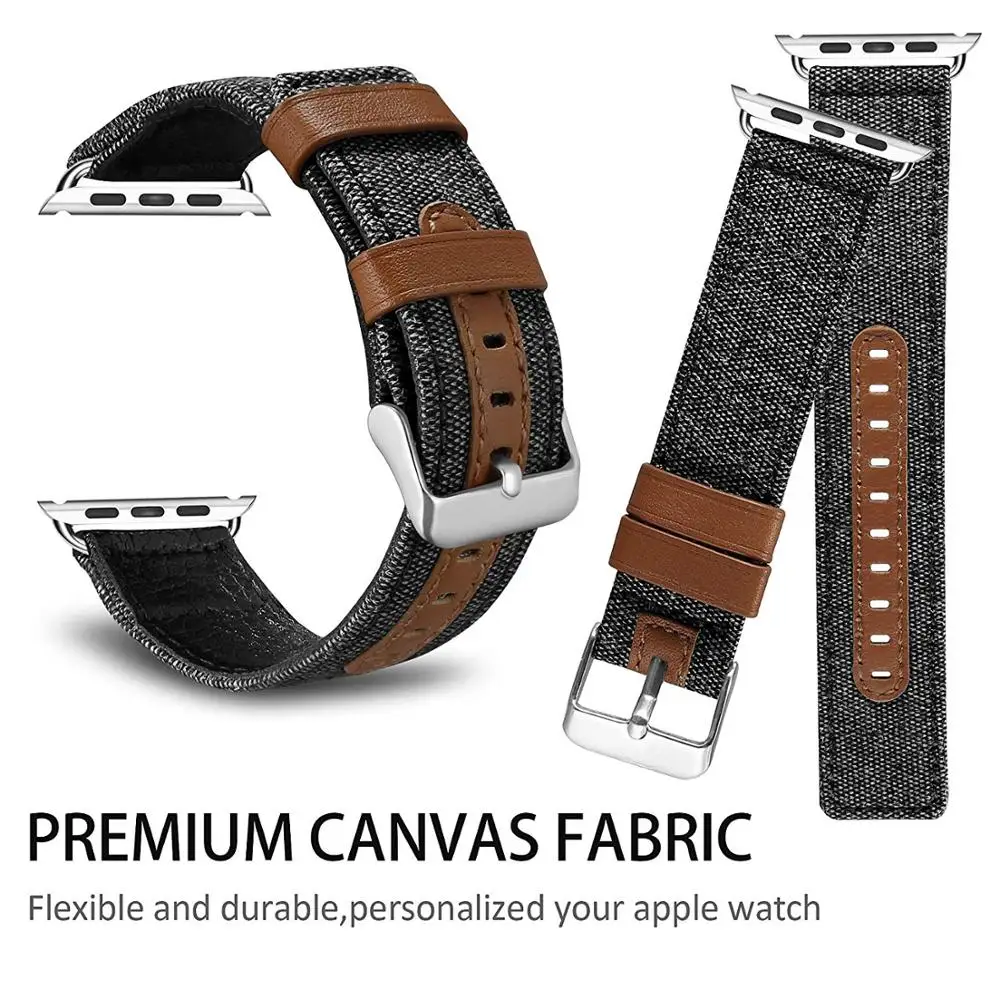 Кожаный ремешок для Apple watch 5 3 band 44 42 38 мм тканевый наручных часов браслет iWatch серии
