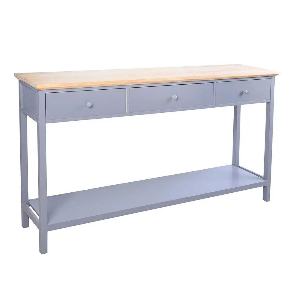 

AsyPets Gray Console Table Stunning Kitchen Hall Table 3 Drawers and Shelf
