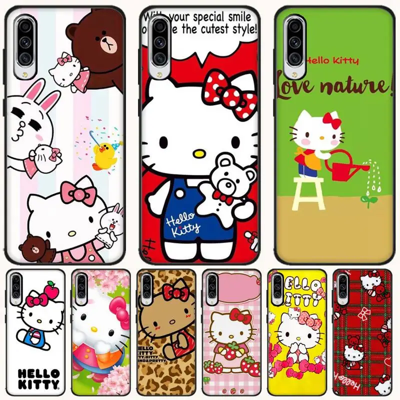 HaNismt красивый чехол Hello Kitty черный мягкий для телефона Samsung A10 20 30 40 50 70 10S 20S 2 Core C8 A30S