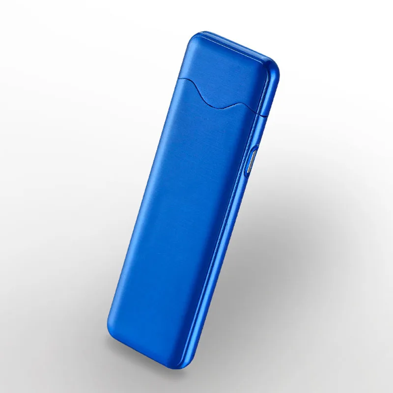 Blue Ультратонкий сенсорный датчик отпечатков пальцев прикуриватель перезаряжаемая USB Заказная металлическая зажигалка MK - Цвет: Blue