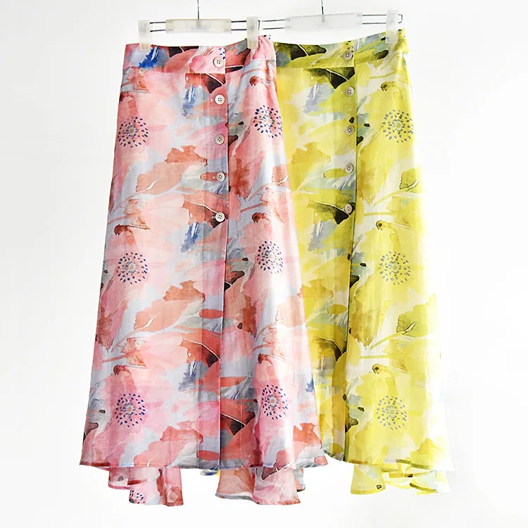 

Spring 2020 Tencel Linen, Irregular Temperament, Flower-shaped Skirt, Long Skirt