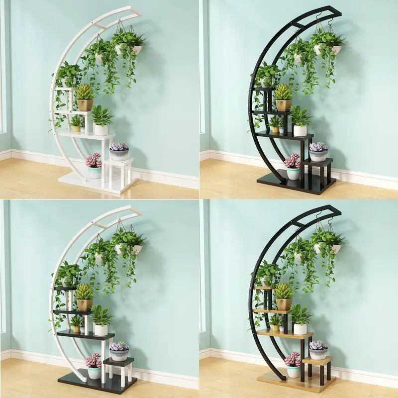 Living Room Home Half Moon Type Flower Stand Multi-Storey Indoor Balcony Decorative Shelf Flower pot Storage Rack