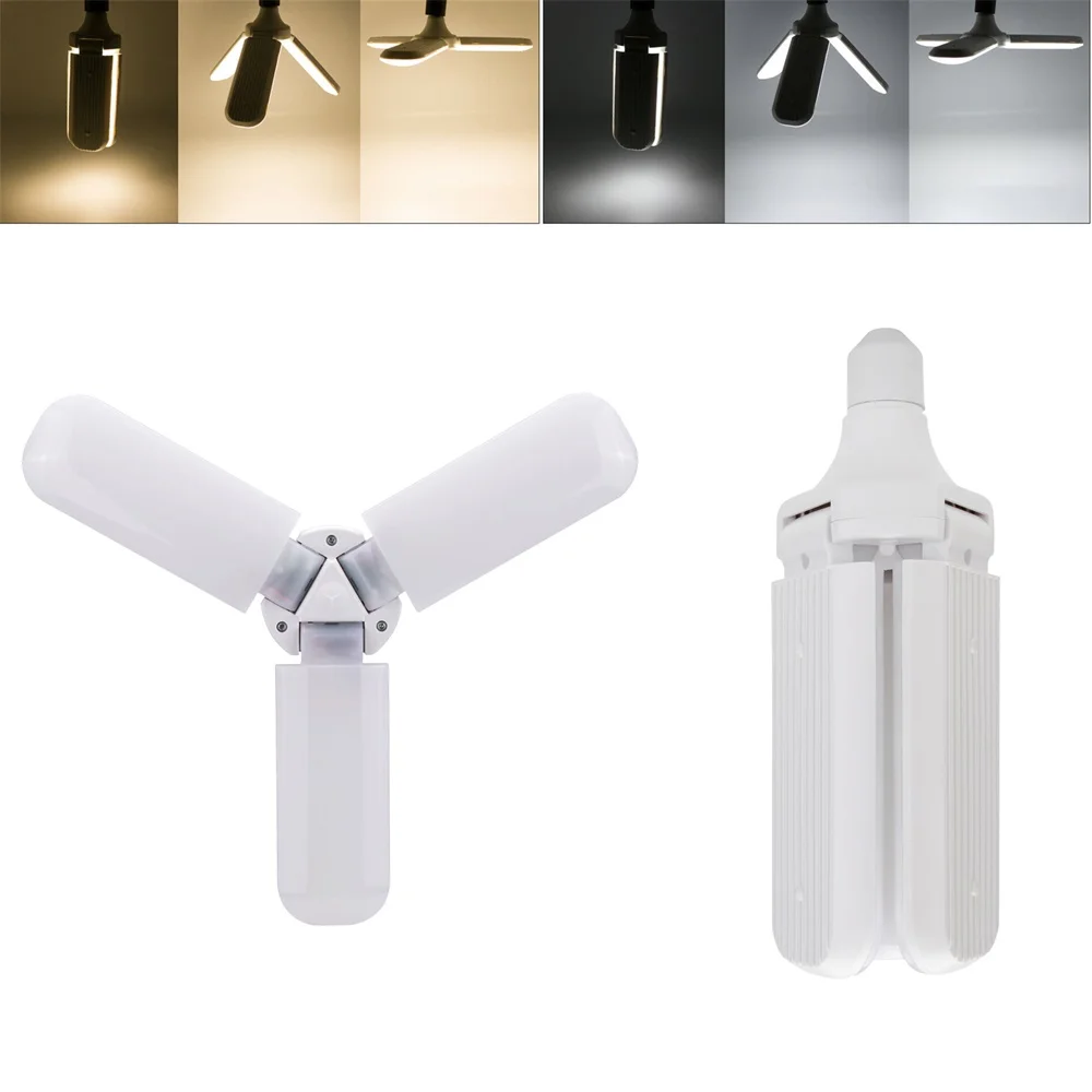 E27 45W LED Bulb 2835 SMD 228 LEDs Foldable Fan Blade Angle Adjustable Ceiling Lamp Energy Saving Lights 220V For Shop decor YZ