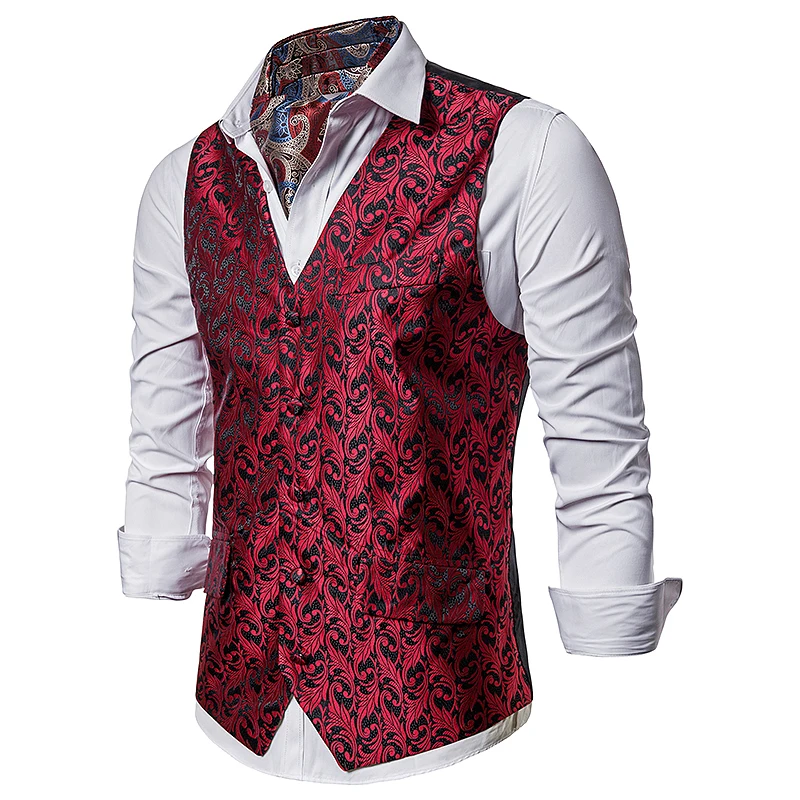 New arrival men smart casual Suit Vest coat mens Flower leaf embroidery pattern vest Single-breasted design suit vest plus size New arrival men smart casual Suit Vest coat mens Flower leaf embroidery pattern vest Single-breasted design suit vest plus size