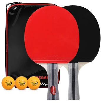 

Quality Ping Pong Paddles Table Tennis Rackets 2 Ping Pong Bats Long Short Handle Ping Pong Racket Set Racquet Bundle Kit