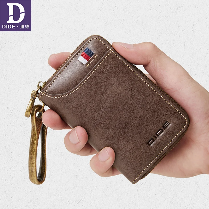 

DIDE 2020 keychain Car Key Case Genuine Leather Card Holder Organizer Bag Women Housekeeper Cover Zipper Coin Wallet Purse Men
