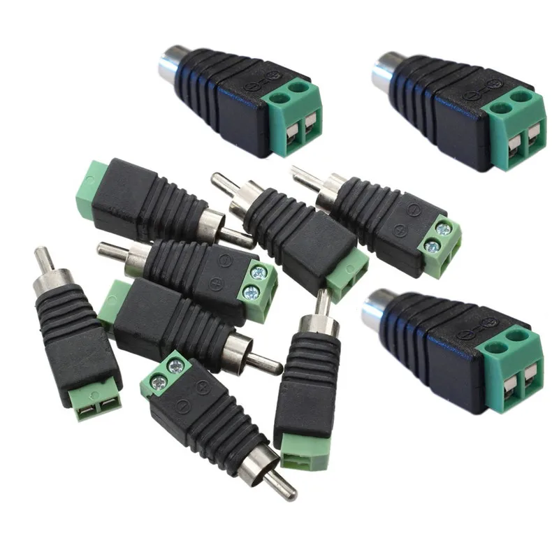 

10pcs Green RCA Terminal Block CAT5 to Camera CCTV Video Balun RCA Female or Male Jack AV Screw Connector