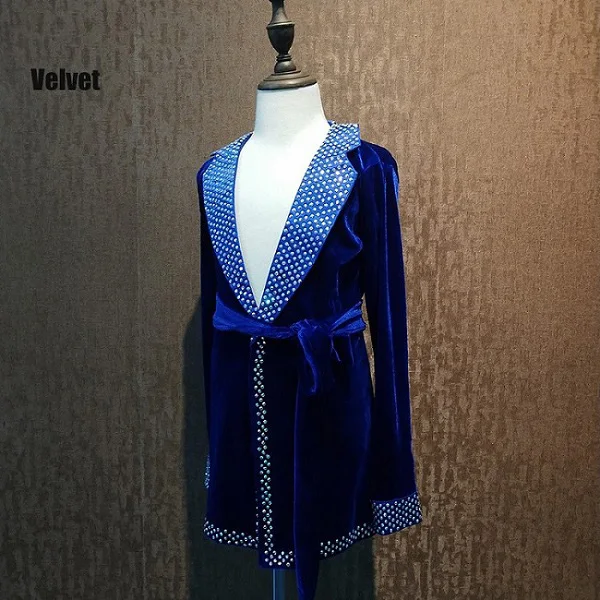 Blue Velvet Top Коллекция года, рубашка для латинских танцев костюм для мальчиков черная бархатная танцевальная одежда со стразами ча/танцевальный зал состязание Королевский синий латинский Топ VDB718 - Цвет: Blue Velvet Top